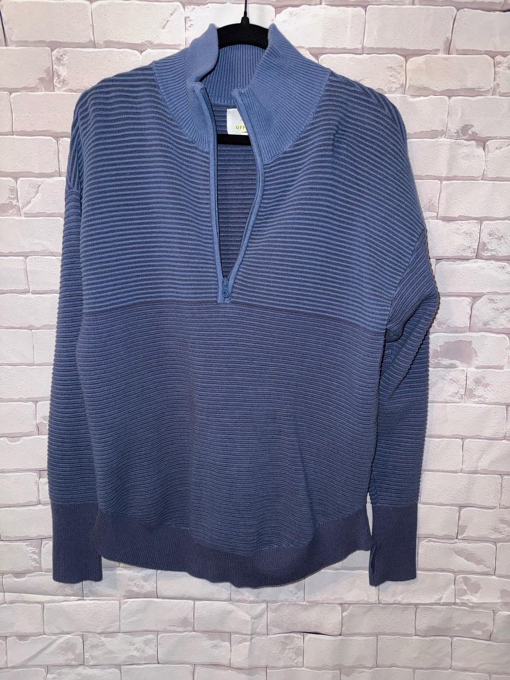 Half-Zip Textured Sweatshirt - Slate Blue